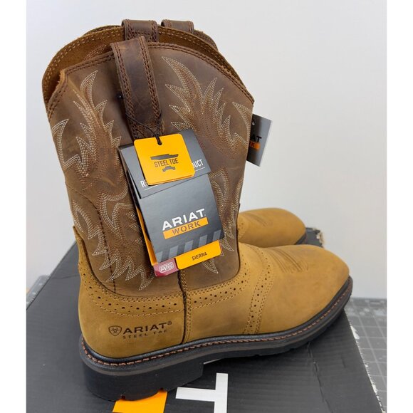 Ariat Men’s Workhog 10.5 D Medium Brown Leather Work Boots Electrical Soft Toe - Picture 4 of 12